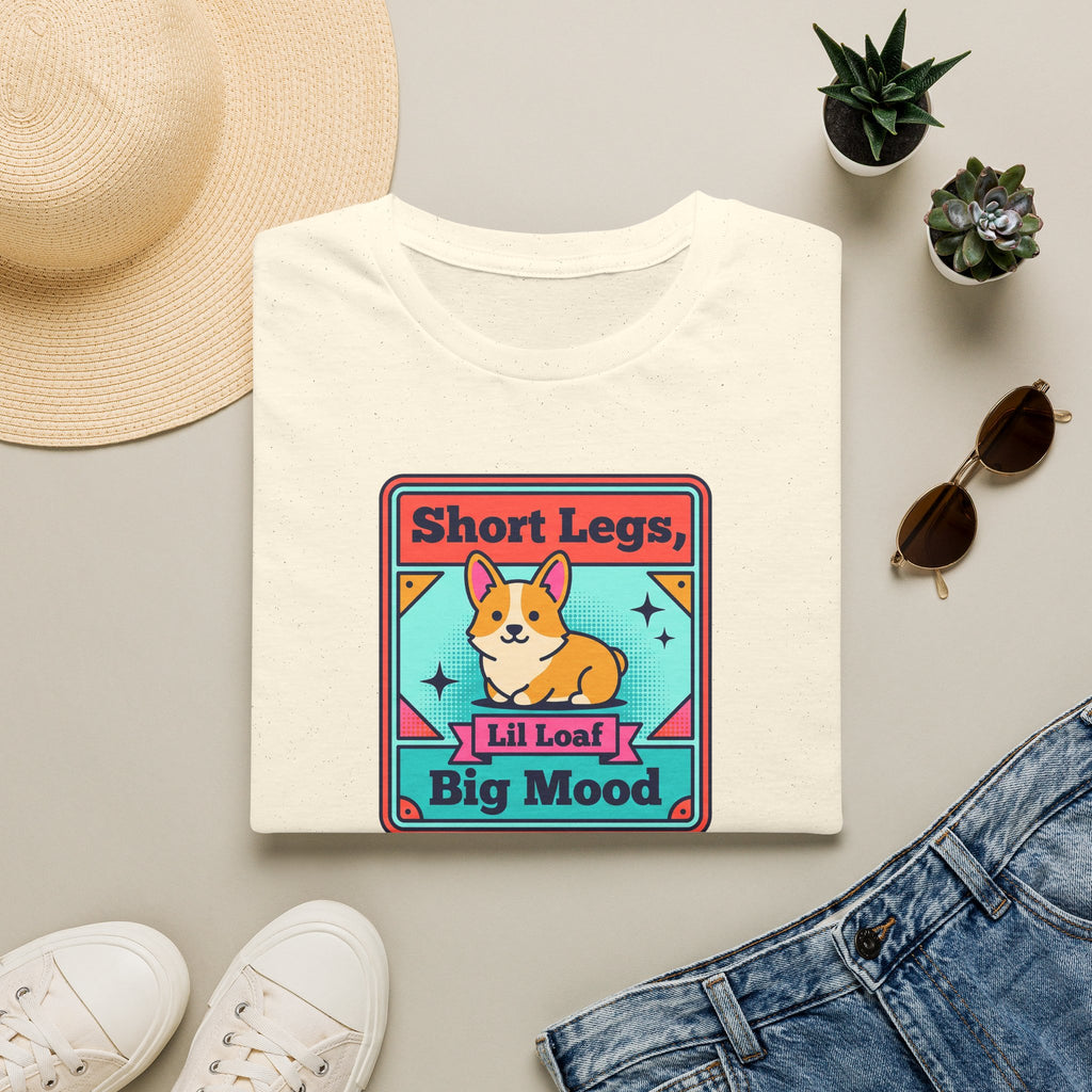 Funny Corgi T-Shirt | Short Legs Big Mood Cute Corgi Dog Graphic Tee | Corgi Lover Gift