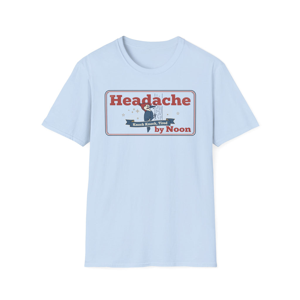 Funny Headache T-Shirt | Knock Knock Tired by Noon Retro Graphic Tee | Sarcastic Humor Gift