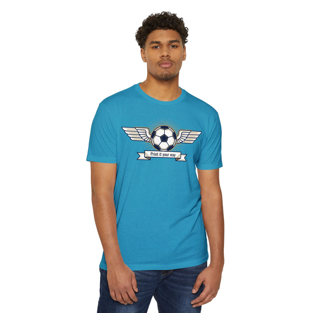 Custom Vintage Soccer T-Shirt Personalized Winged Soccer Emblem Tee Add Your Name or Team Soccer Gift