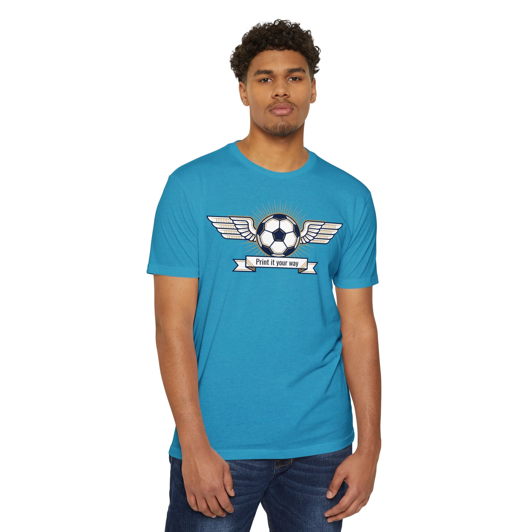 Custom Vintage Soccer T-Shirt Personalized Winged Soccer Emblem Tee Add Your Name or Team Soccer Gift