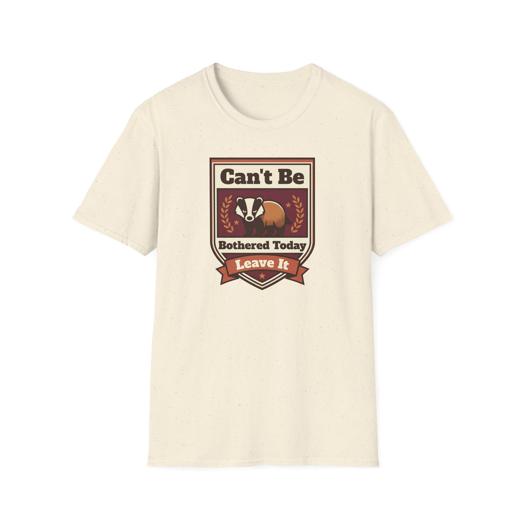 Can't Be Bothered Today Badger T-Shirt | Lazy Animal Retro Badge