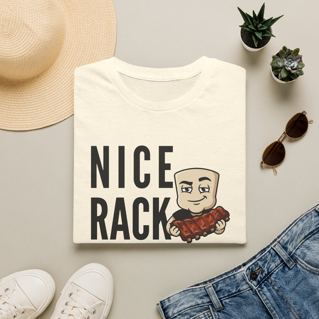 Nice Rack T-Shirt | Funny BBQ Ribs Grilling Tee | Cookout Humor Food Pun Gift