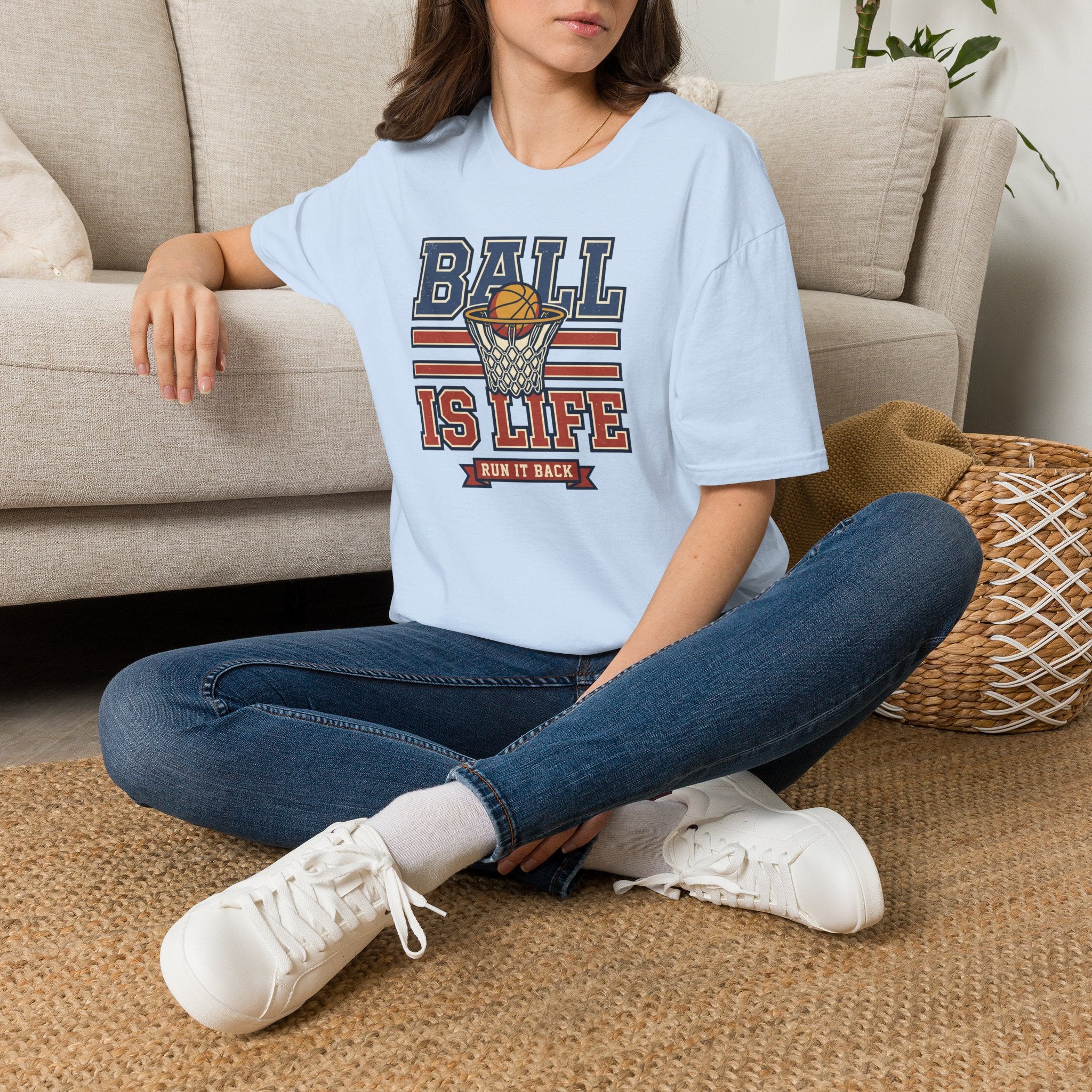 Basketball T-Shirt | Ball Is Life Retro Hoops Graphic Tee