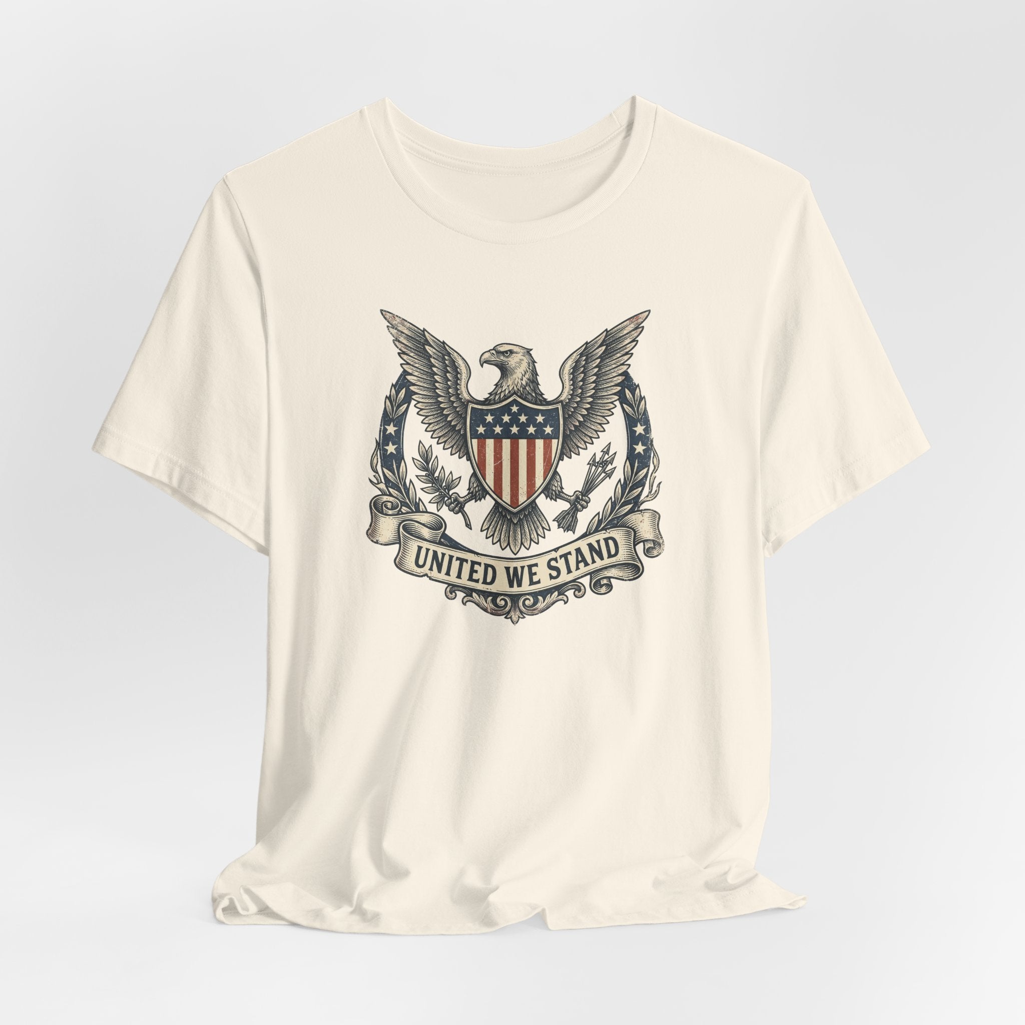 American Eagle Shield United We Stand T-Shirt | Patriotic USA Flag Crest Graphic Tee