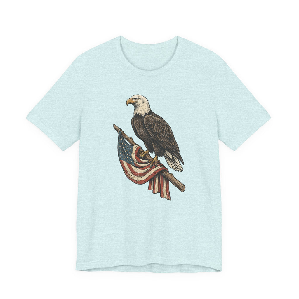 Bald Eagle American Flag T-Shirt | Patriotic USA Stars Stripes Vintage Eagle Graphic Tee Gift