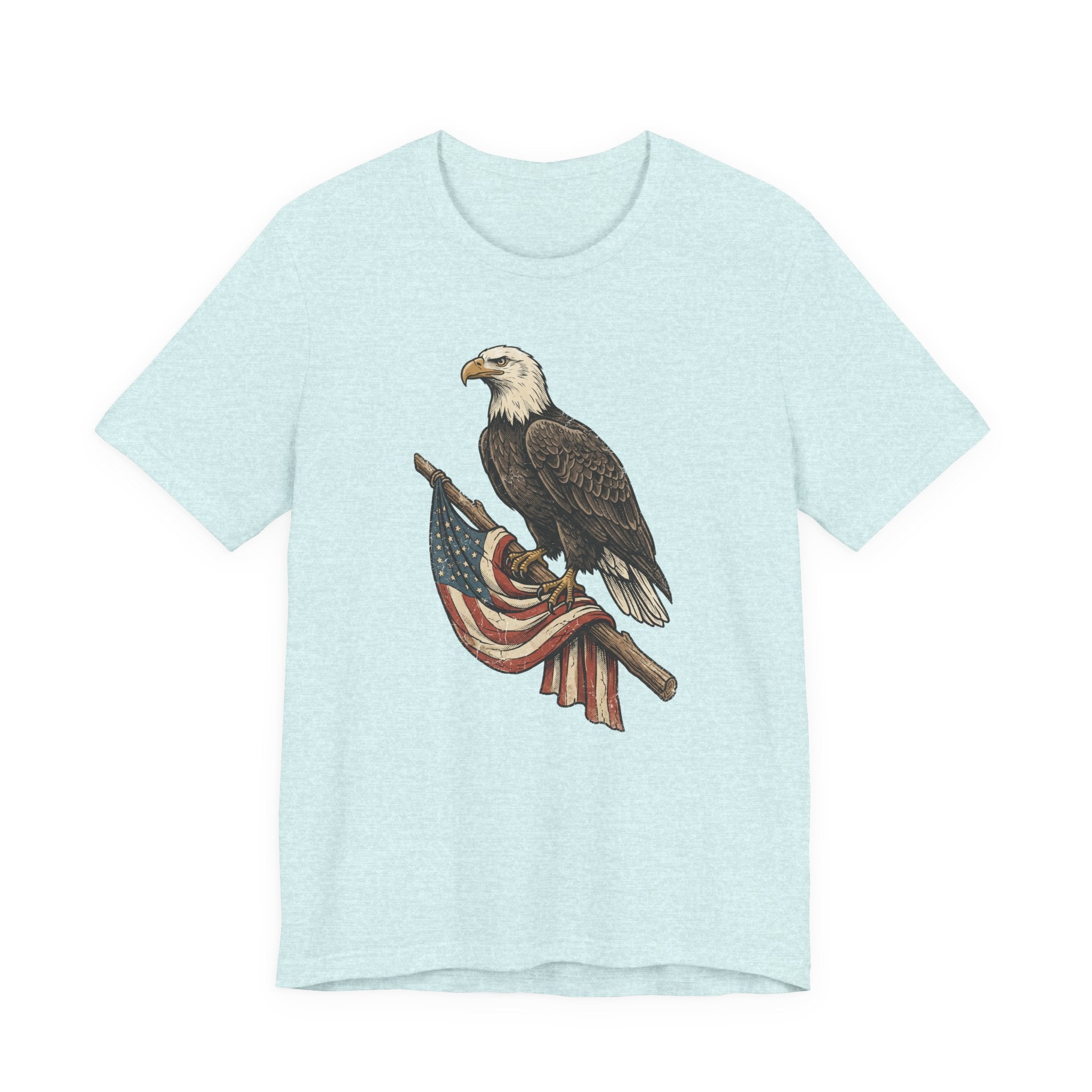 Bald Eagle American Flag T-Shirt | Patriotic USA Stars Stripes Vintage Eagle Graphic Tee Gift