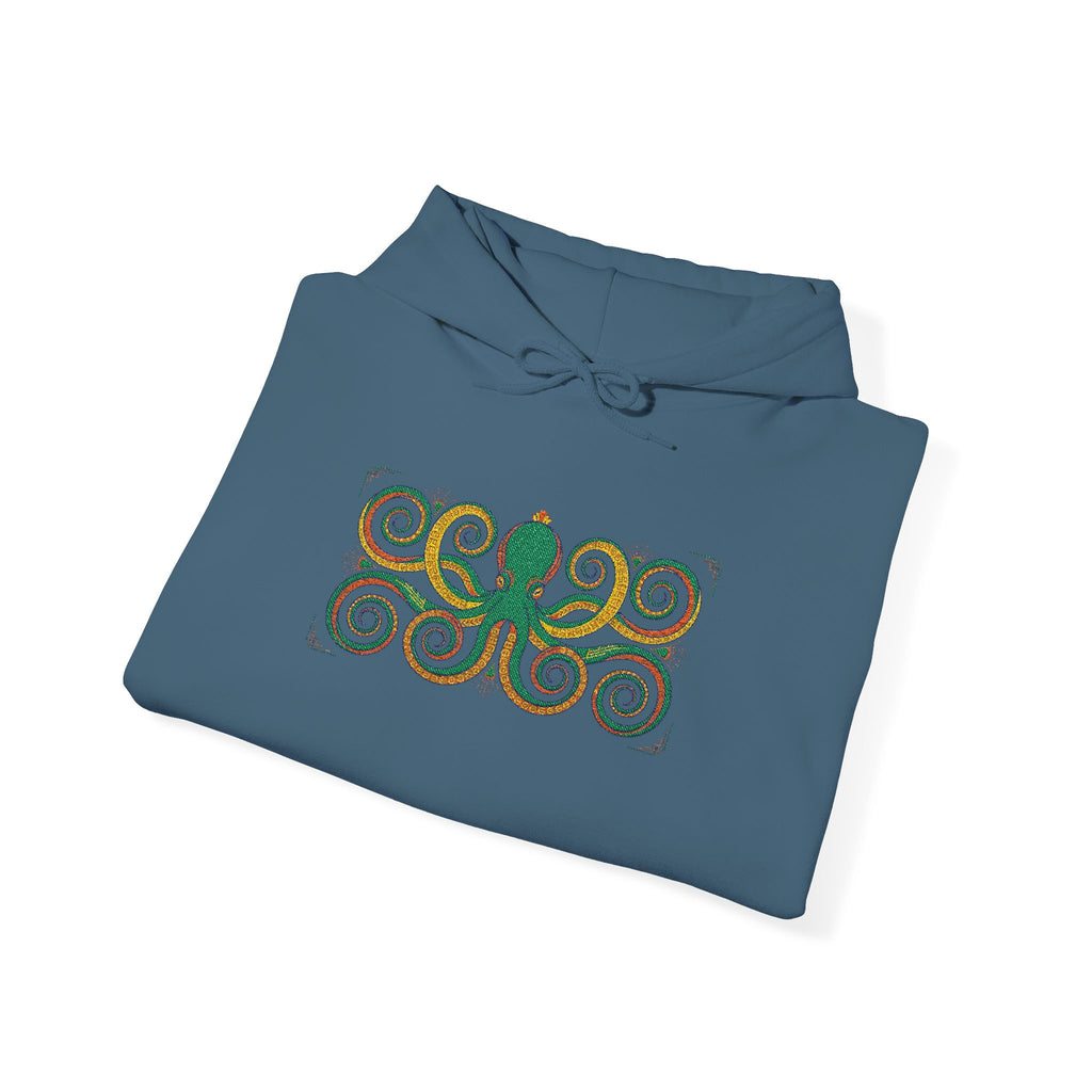 Green Octopus Spiral Art Hoodie | Nautical Sea Creature Sweatshirt, Unisex Ocean Art Gift Pullover