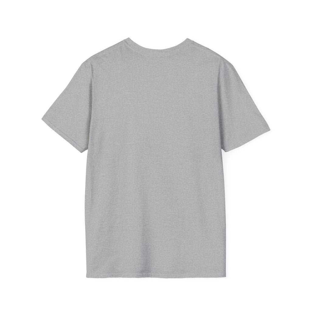 Heather gray crewneck T-shirt, no visible graphic on front
