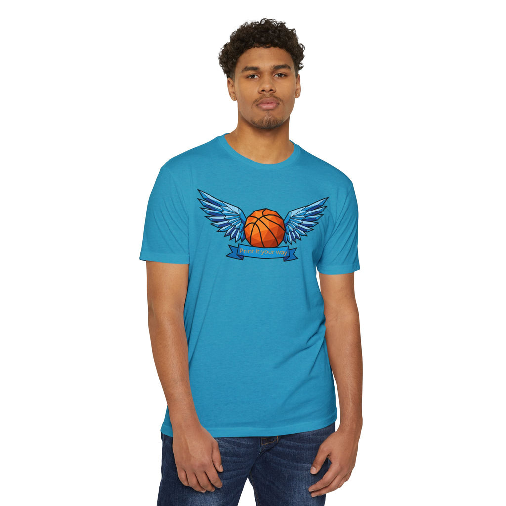 Custom Basketball T-Shirt Personalized Winged Basketball Banner Tee Add Your Name or Team Unisex