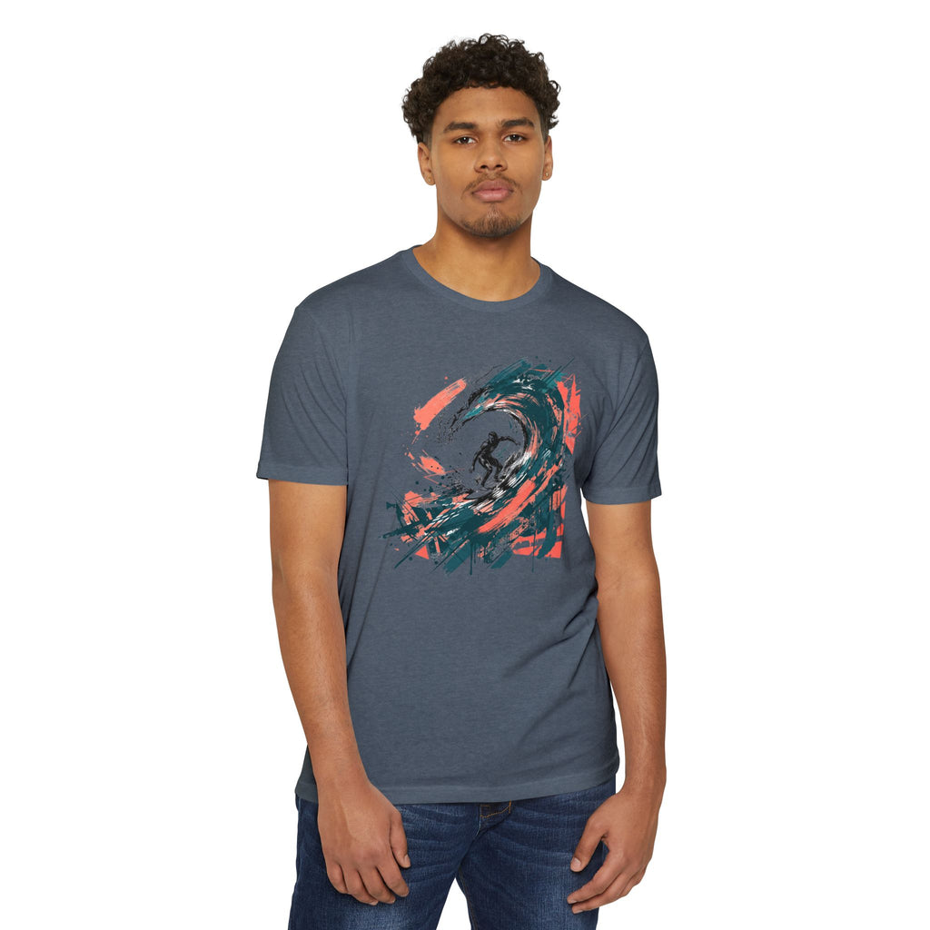 Surfer T-Shirt Wave Paintbrush Art Abstract Ocean Surf Graphic Tee Surfer Gift Beach Lover Unisex