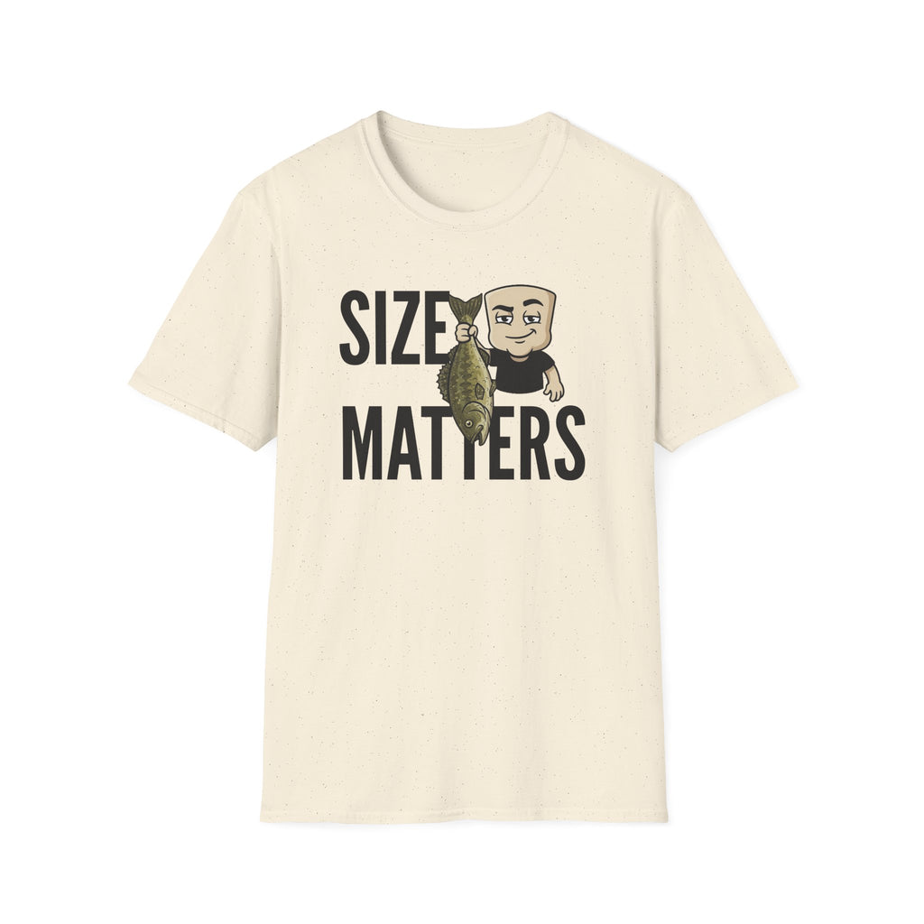 Size Matters T-Shirt, Funny Fishing Tee, Fisherman Angler Gift Shirt, Sarcastic Bass Fishing Humor Tee for Men & Women