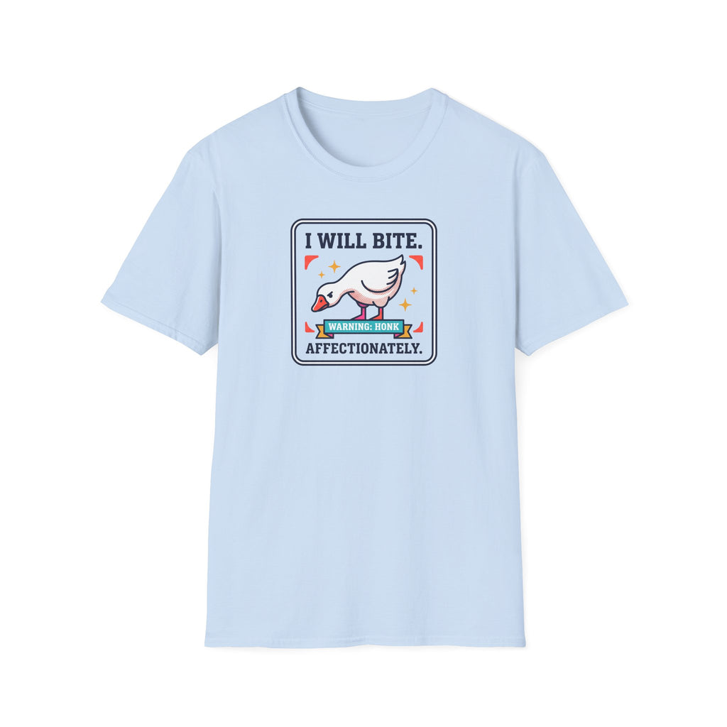Funny Goose T-Shirt | I Will Bite Honking Goose Warning Graphic Tee | Funny Goose Lover Gift