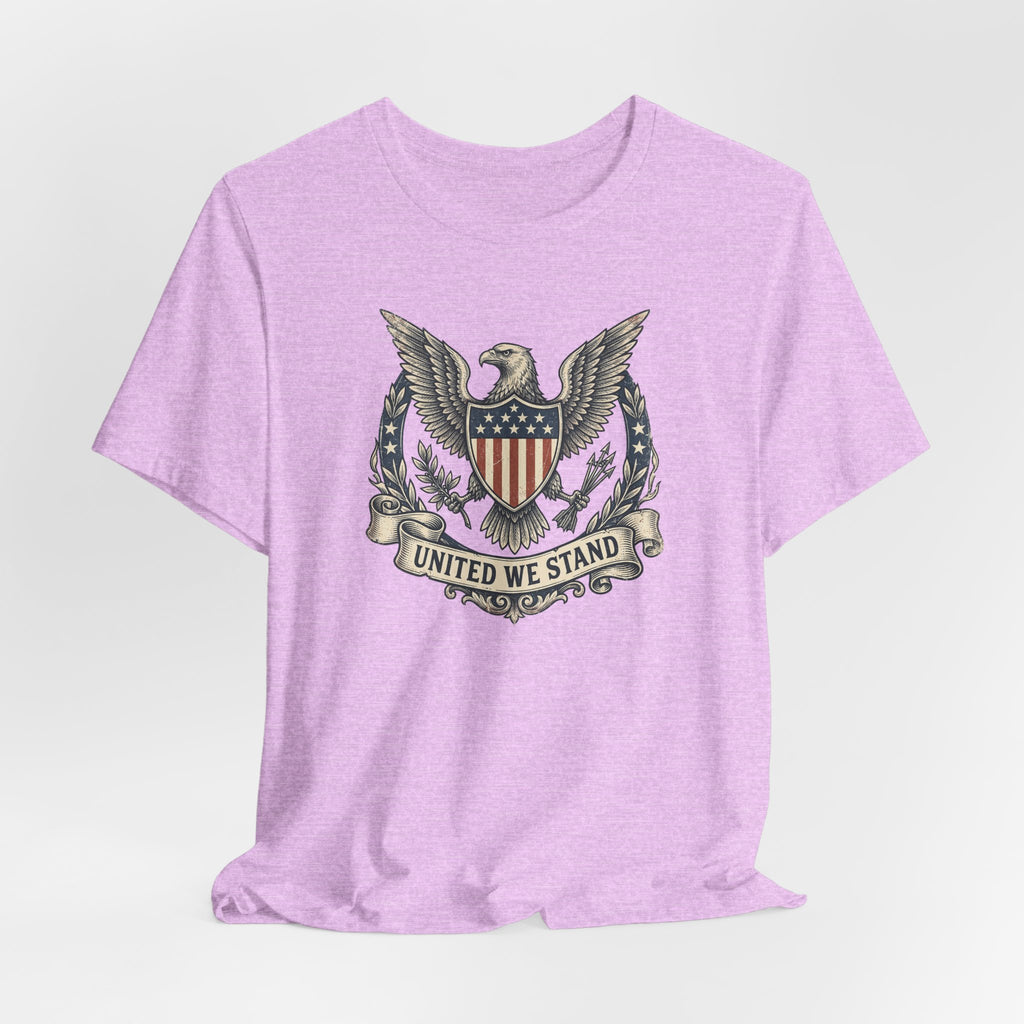 American Eagle Shield United We Stand T-Shirt | Patriotic USA Flag Crest Graphic Tee