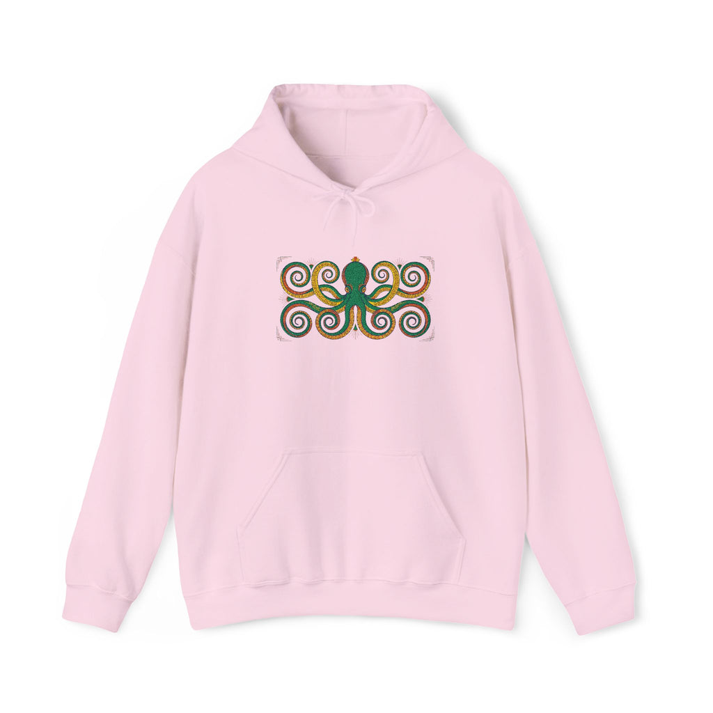 Green Octopus Spiral Art Hoodie | Nautical Sea Creature Sweatshirt, Unisex Ocean Art Gift Pullover