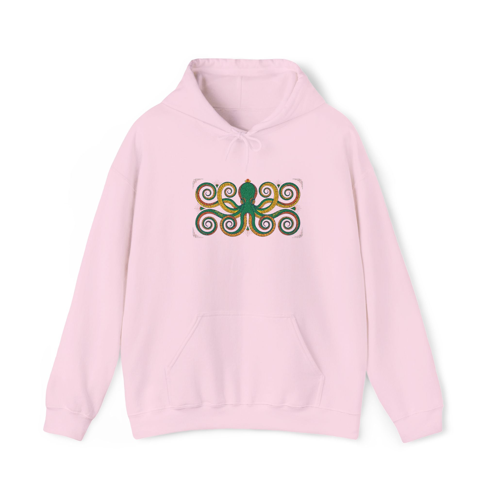 Green Octopus Spiral Art Hoodie | Nautical Sea Creature Sweatshirt, Unisex Ocean Art Gift Pullover