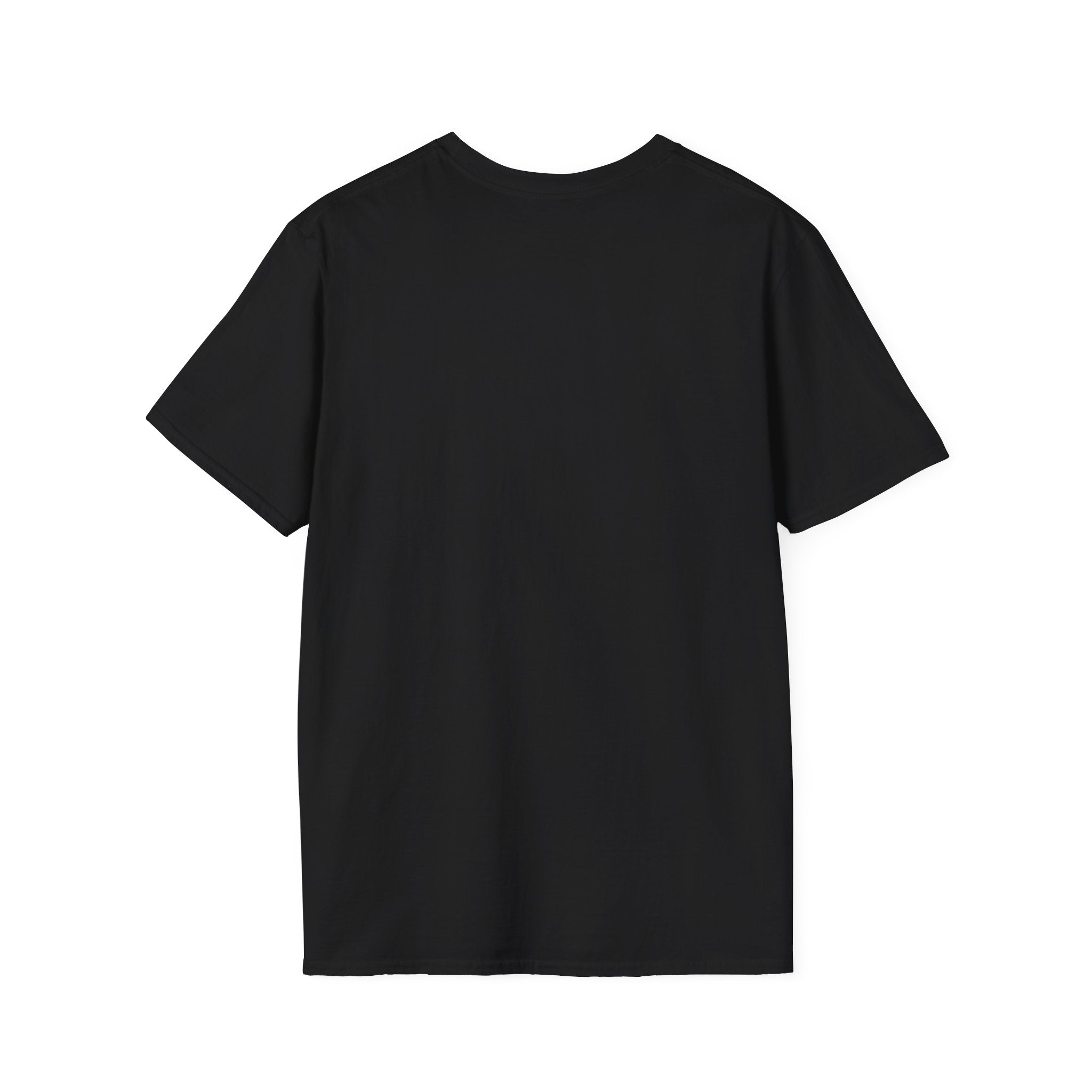 Black crew-neck T-shirt with short sleeves
