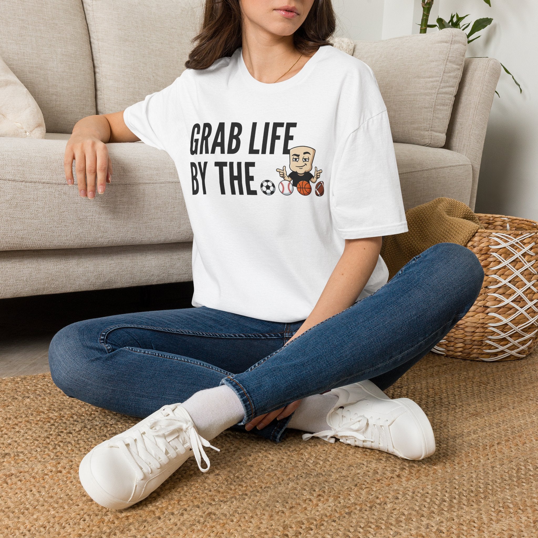 Grab Life By The Balls T-Shirt | Funny Sports Ball Tee | Motivational Gym Coach Humor Gift