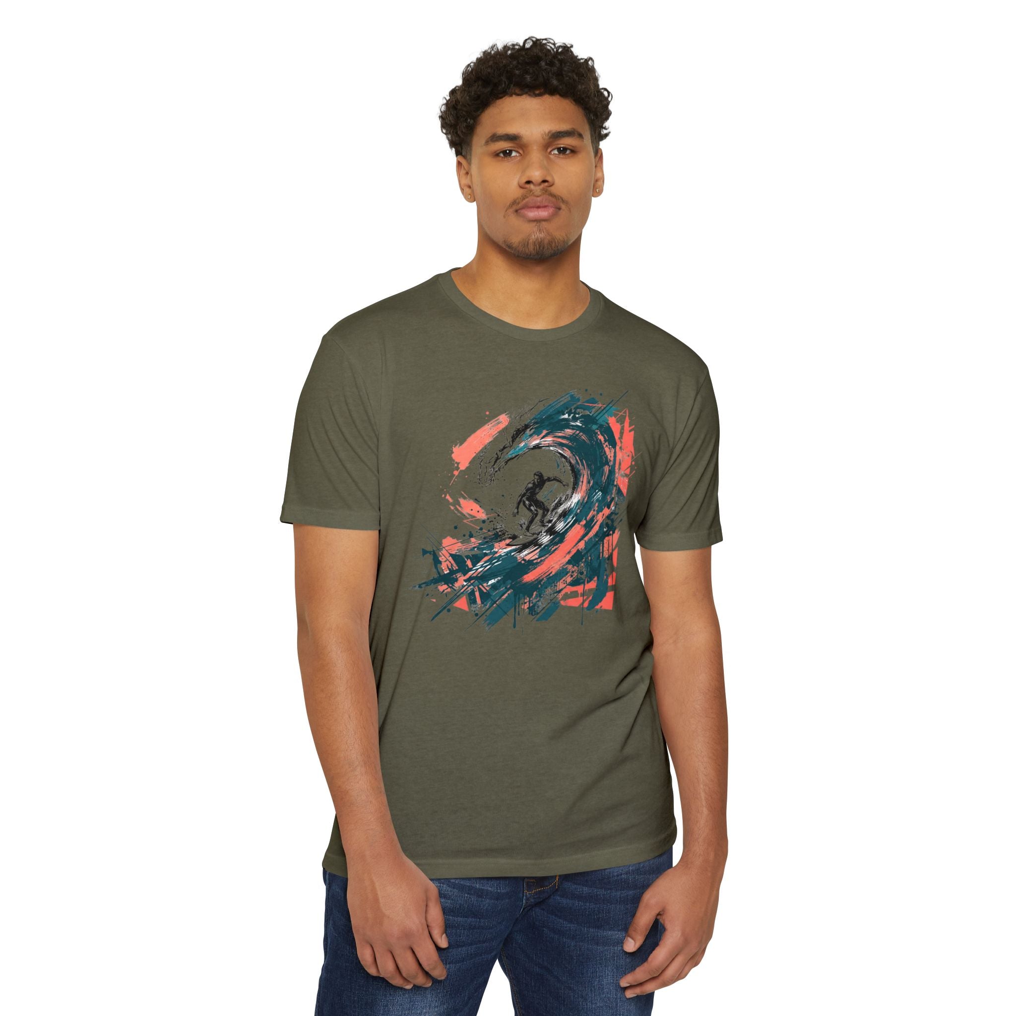 Surfer T-Shirt Wave Paintbrush Art Abstract Ocean Surf Graphic Tee Surfer Gift Beach Lover Unisex