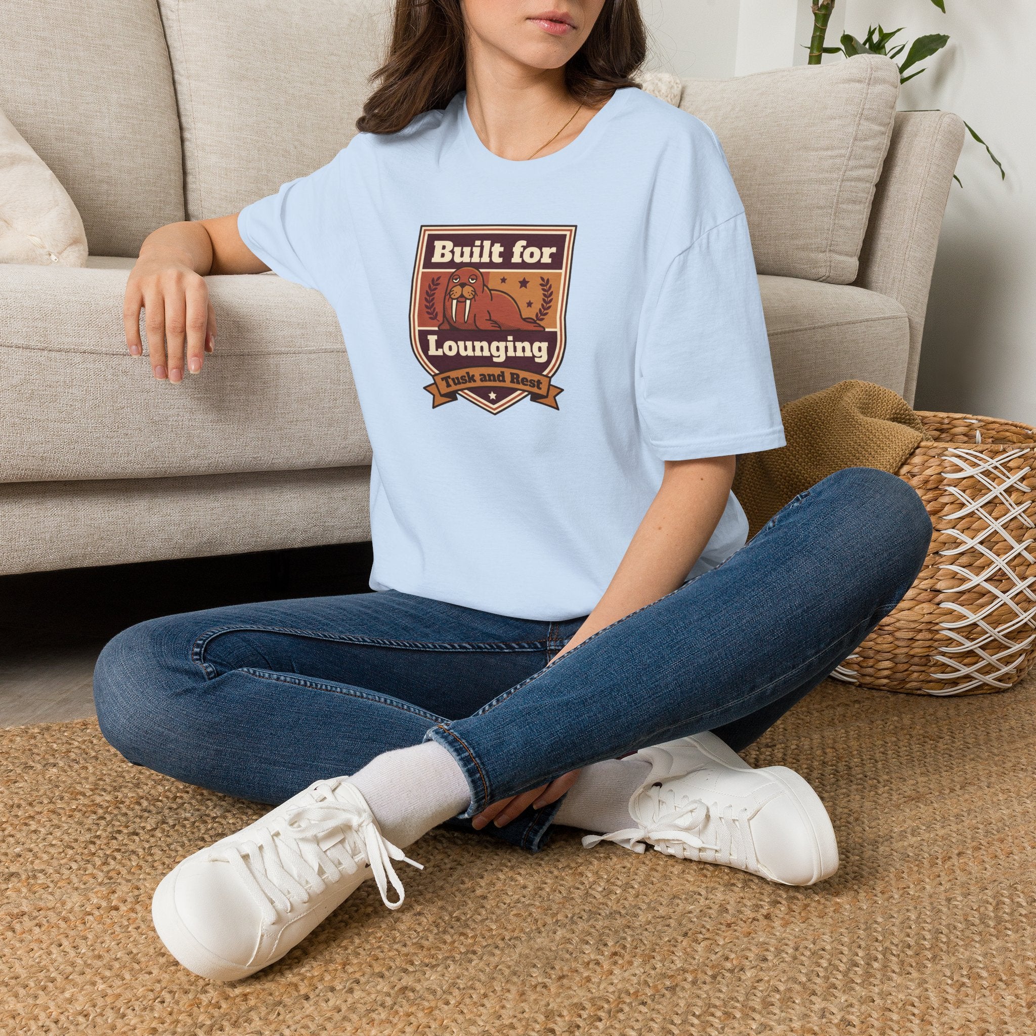 Funny Walrus T-Shirt | Built for Lounging Cute Animal Graphic Tee | Lazy Day Humor Shirt Gift