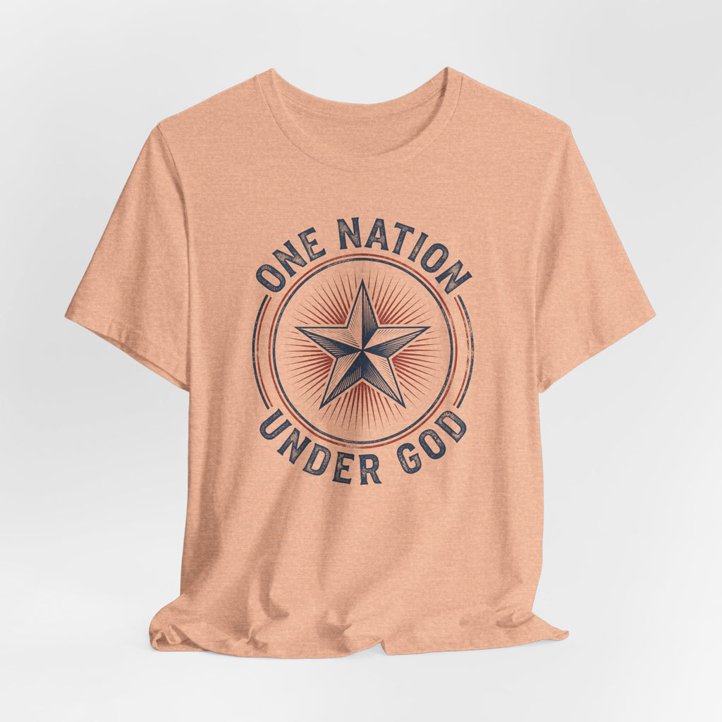 One Nation Under God T-Shirt | Patriotic Christian Faith Americana Star Graphic Tee