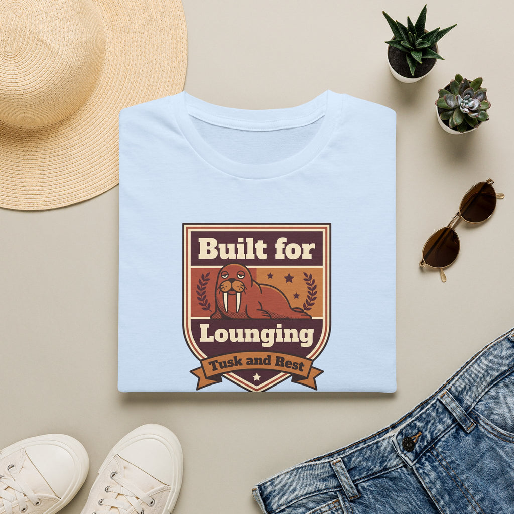 Funny Walrus T-Shirt | Built for Lounging Cute Animal Graphic Tee | Lazy Day Humor Shirt Gift