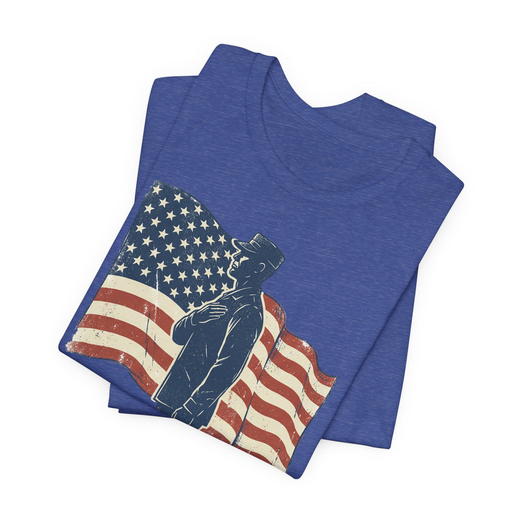 Saluting Soldier with American Flag T-Shirt | Patriotic Military Tee