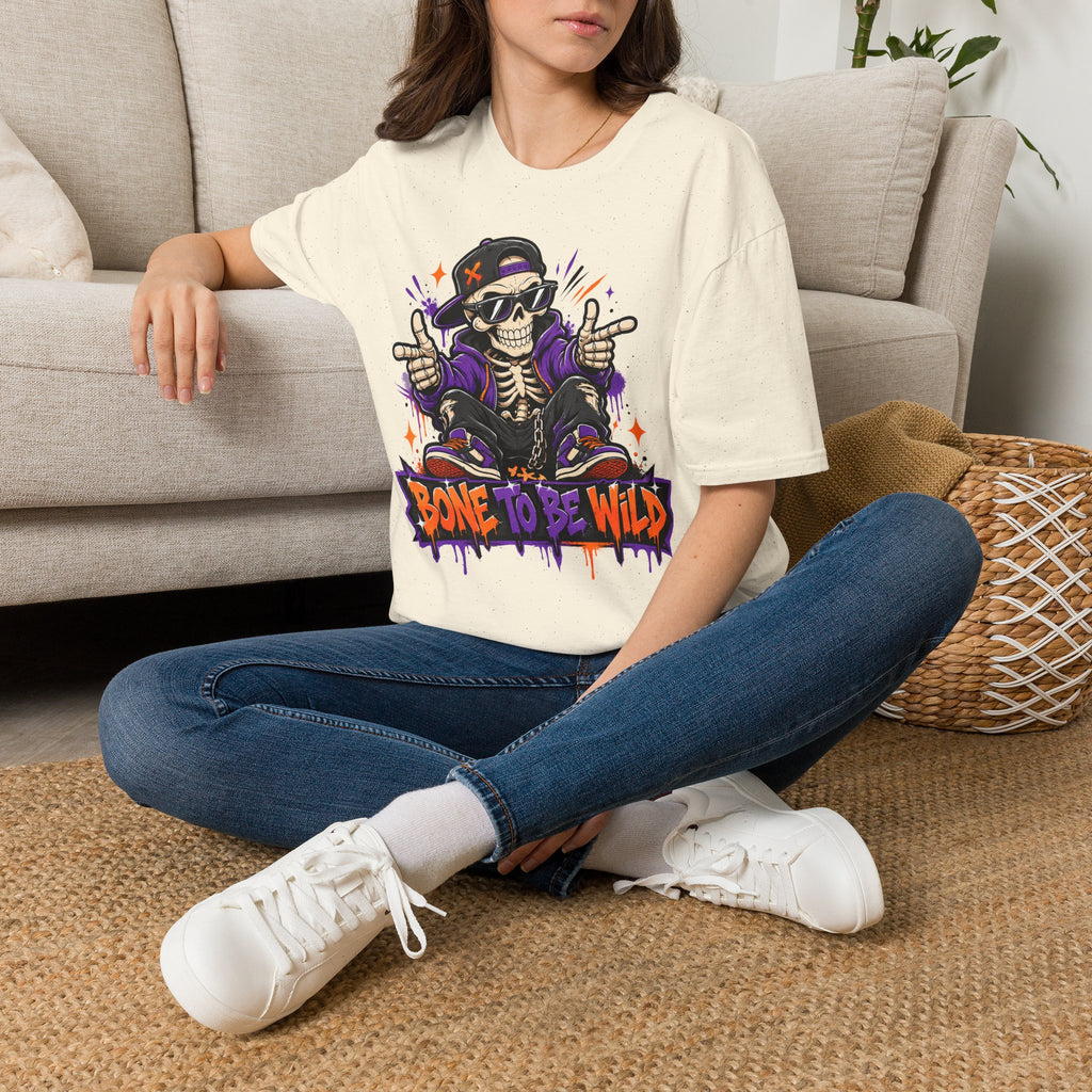 Bone To Be Wild Skeleton DJ T-Shirt | Halloween Skull Graphic Tee | Spooky Music Lover Shirt | Funny Skeleton Gift | Halloween Tee