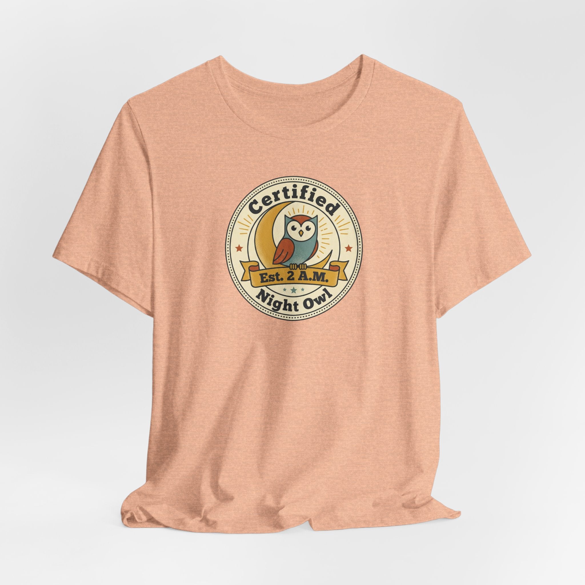 Certified Night Owl owl badge T-Shirt | 2 AM est. graphic tee