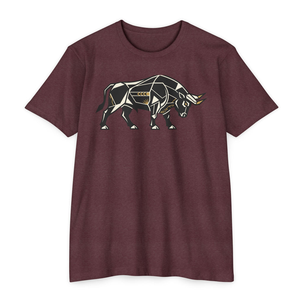 Bull T-Shirt Geometric Illustration Charging Bull Graphic Tee Animal Lover Gift Streetwear Unisex