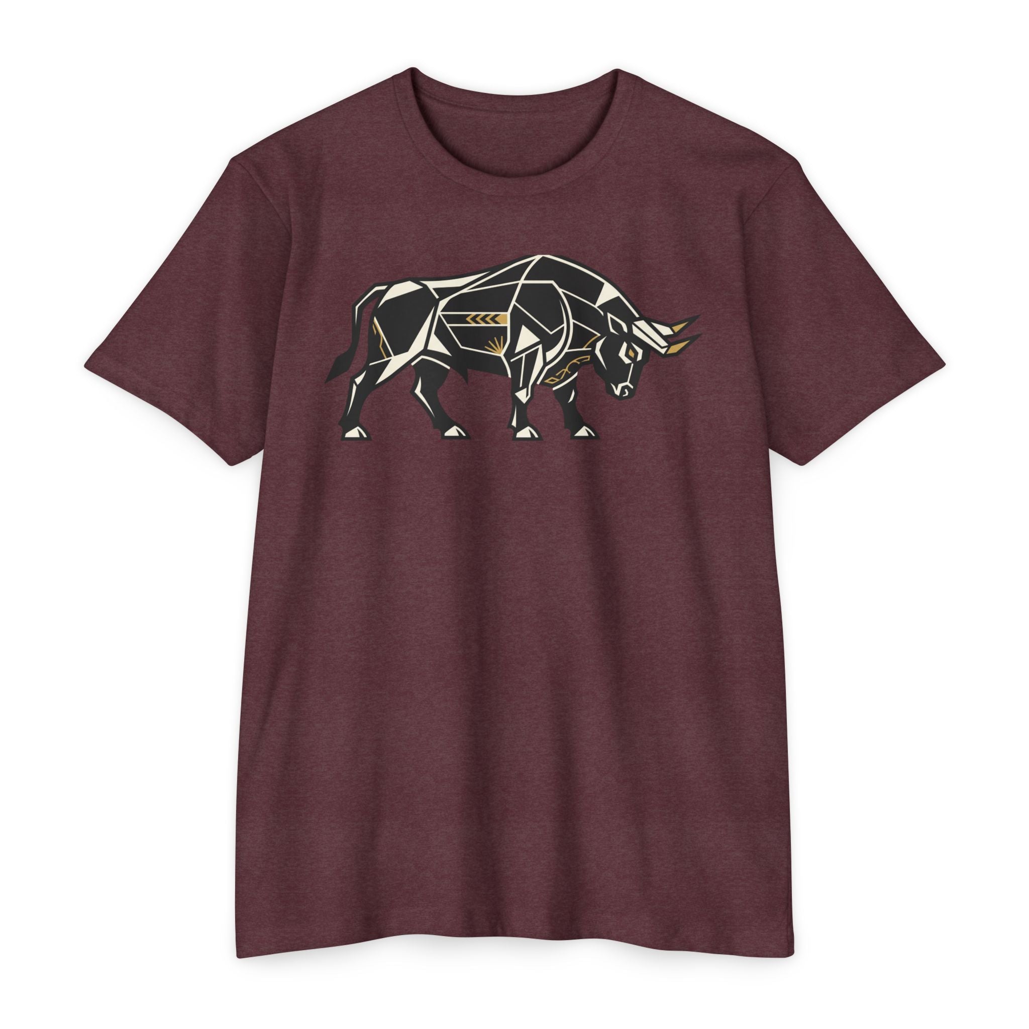 Bull T-Shirt Geometric Illustration Charging Bull Graphic Tee Animal Lover Gift Streetwear Unisex