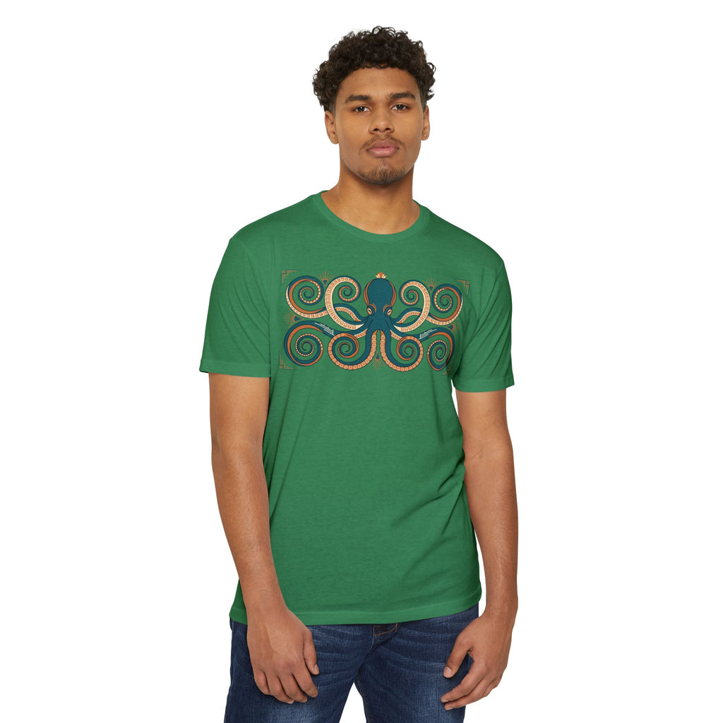 Octopus T-Shirt Teal Swirl Nautical Sea Creature Graphic Tee Ocean Lover Gift Unisex