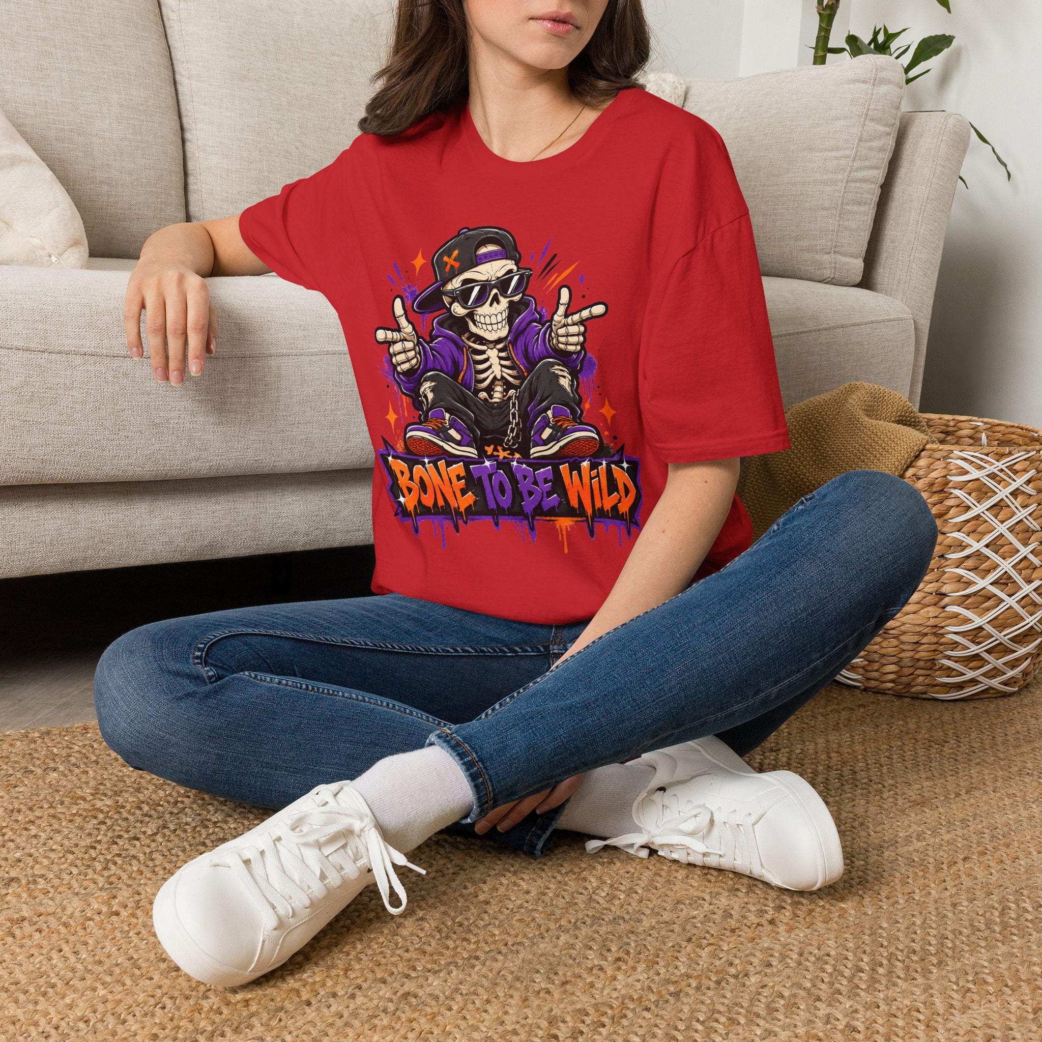 Bone To Be Wild Skeleton DJ T-Shirt | Halloween Skull Graphic Tee | Spooky Music Lover Shirt | Funny Skeleton Gift | Halloween Tee