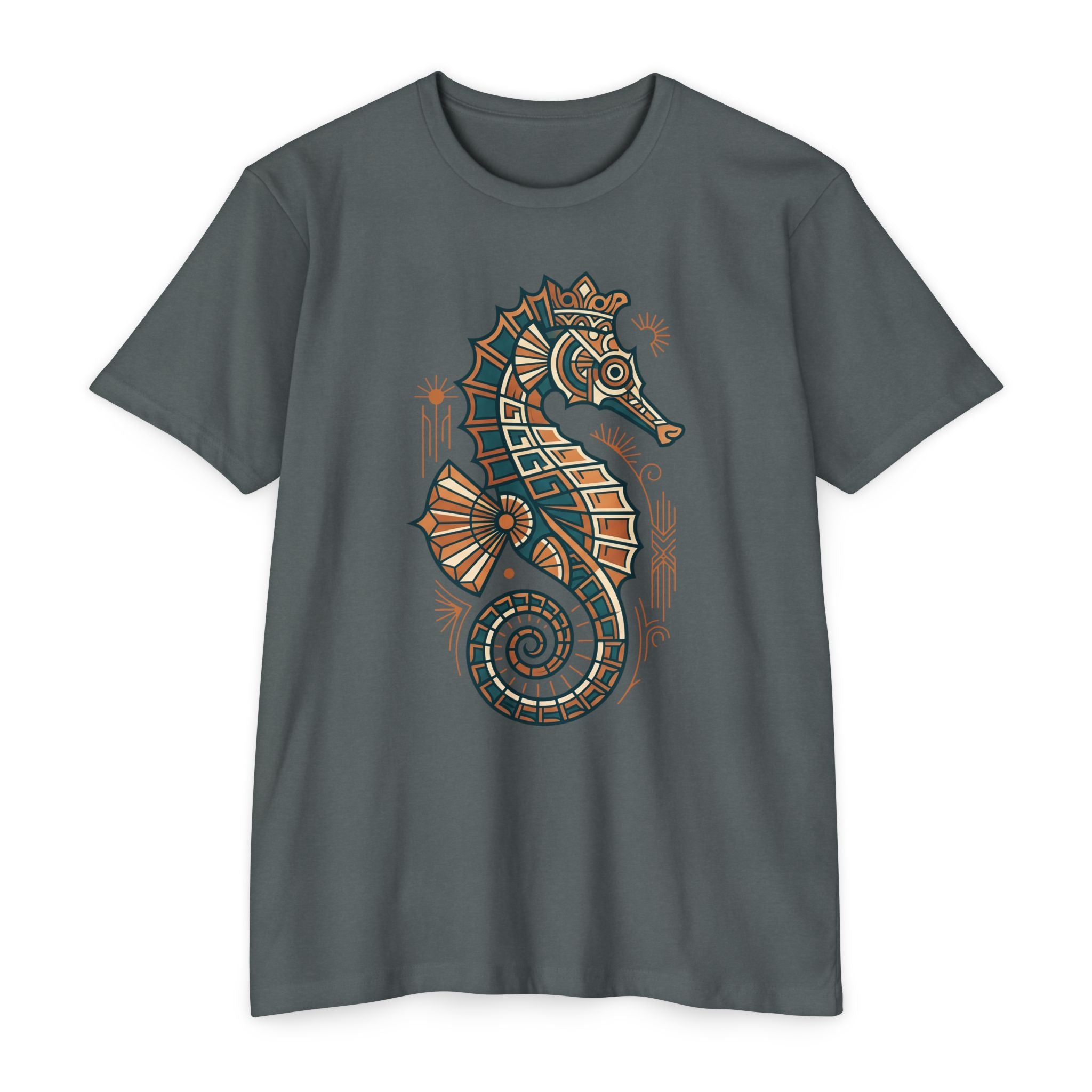 Seahorse T-Shirt Nautical Mosaic Coastal Beach Ocean Art Graphic Tee Sea Lover Gift Unisex