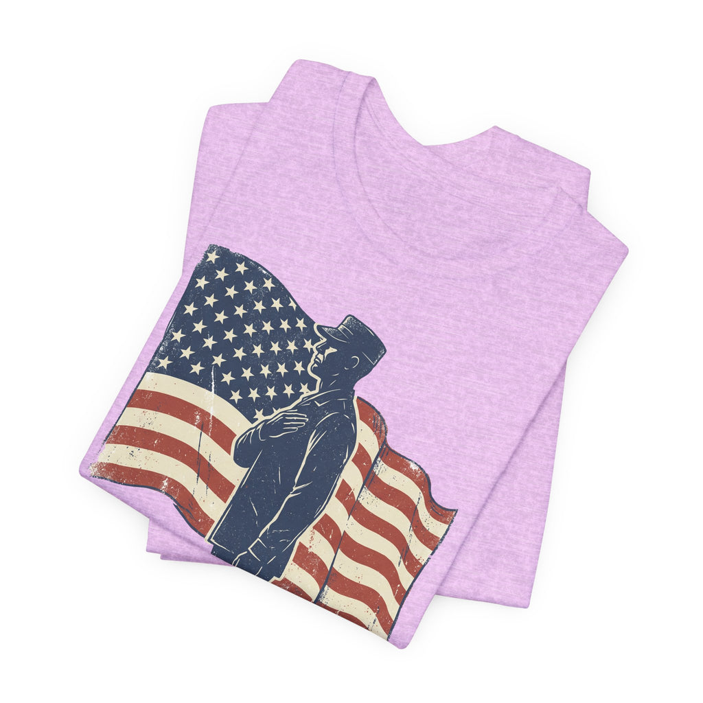 Saluting Soldier with American Flag T-Shirt | Patriotic Military Tee