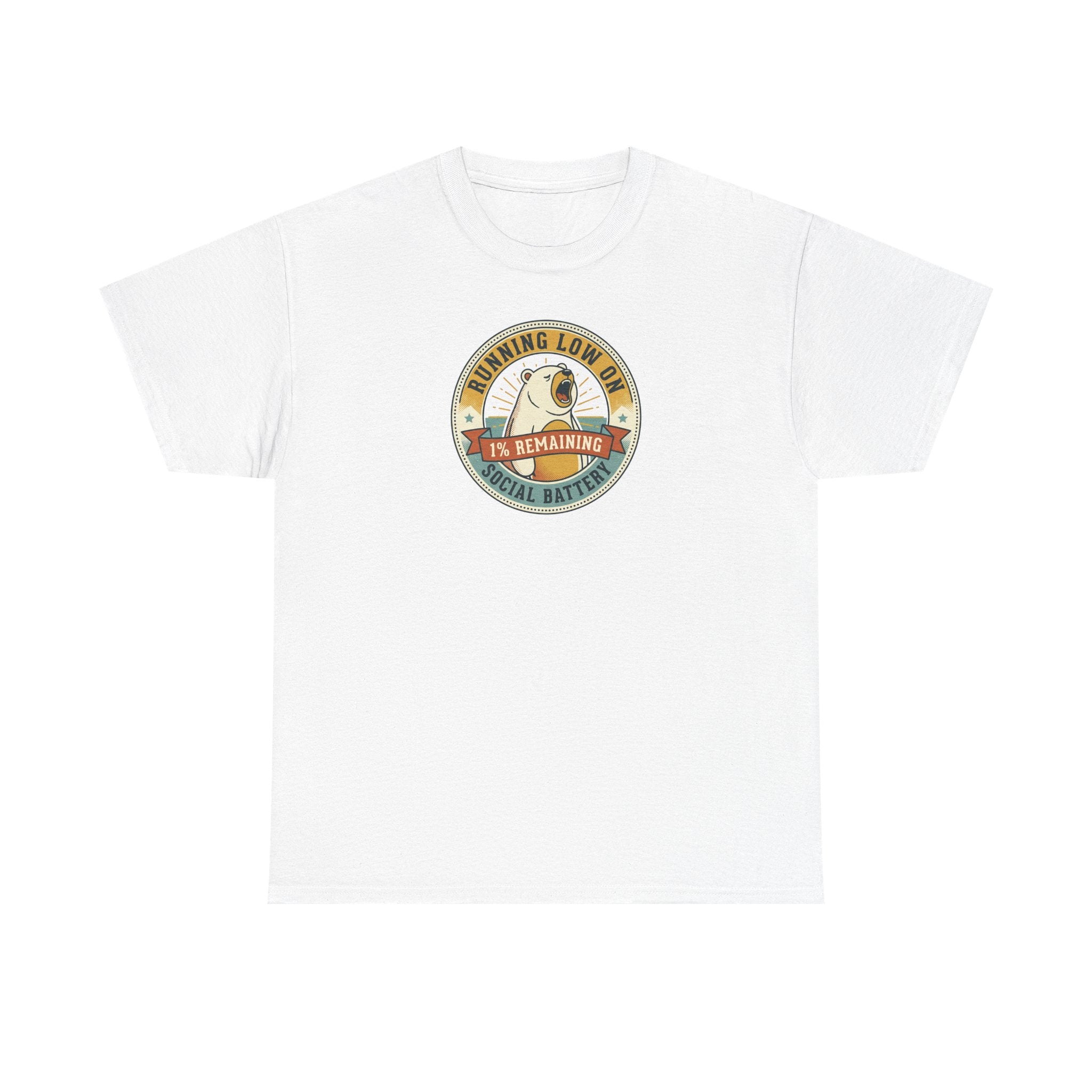Running Low on Social Battery T-Shirt | Funny Introvert Bear Graphic Tee