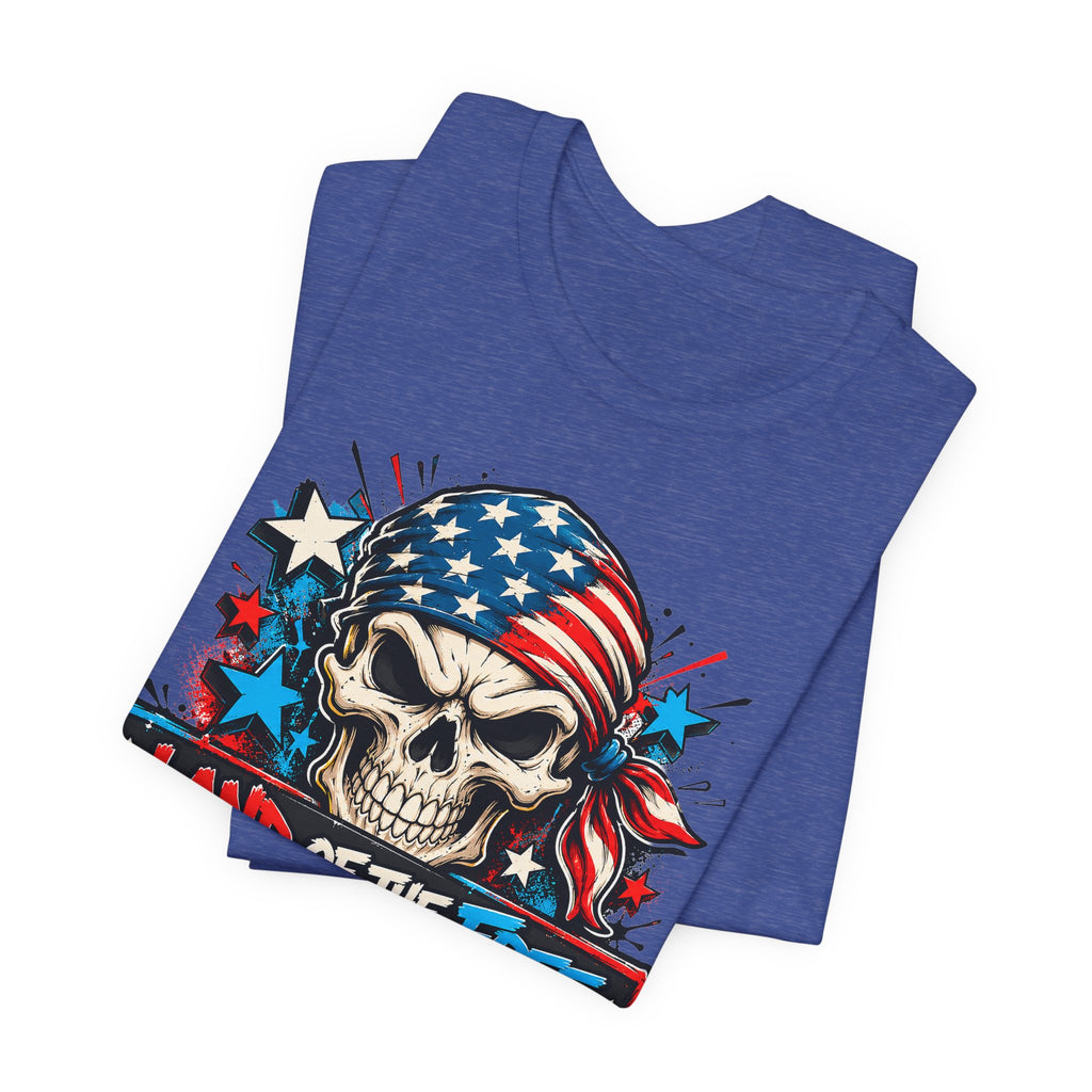 Land of the Free Skull T-Shirt | 4th of July American Flag Patriotic Graphic Tee