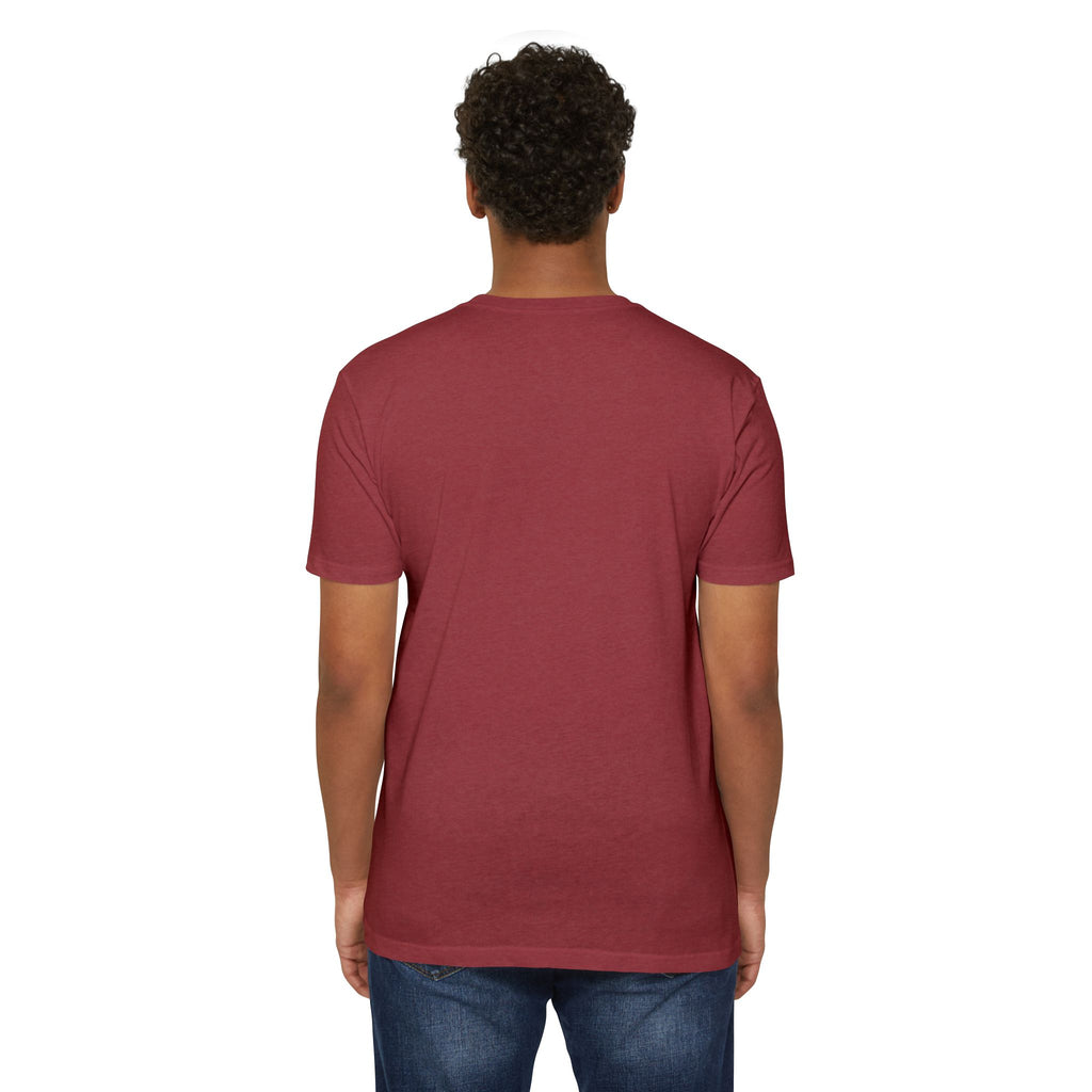 Maroon crewneck T-shirt, short sleeves, plain back