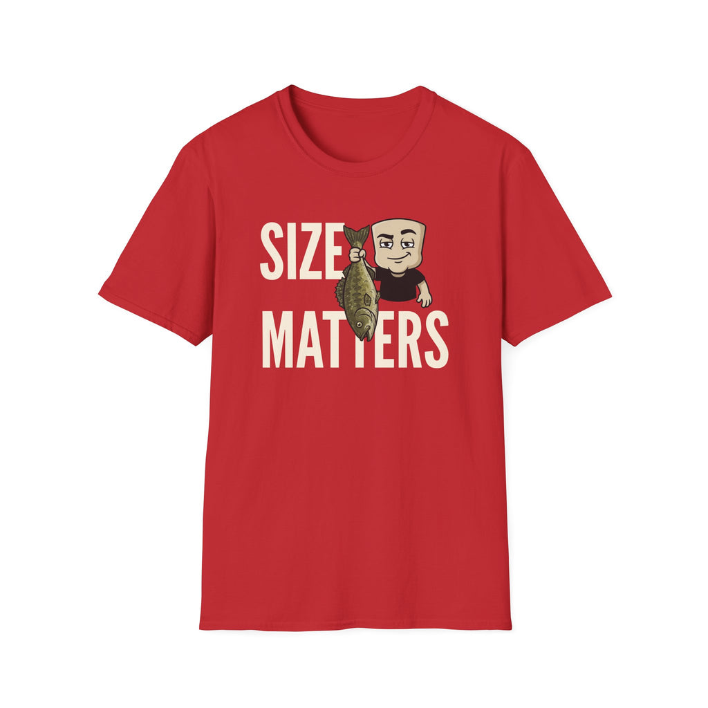 Size Matters T-Shirt, Funny Fishing Tee, Fisherman Angler Gift Shirt, Sarcastic Bass Fishing Humor Tee for Men & Women