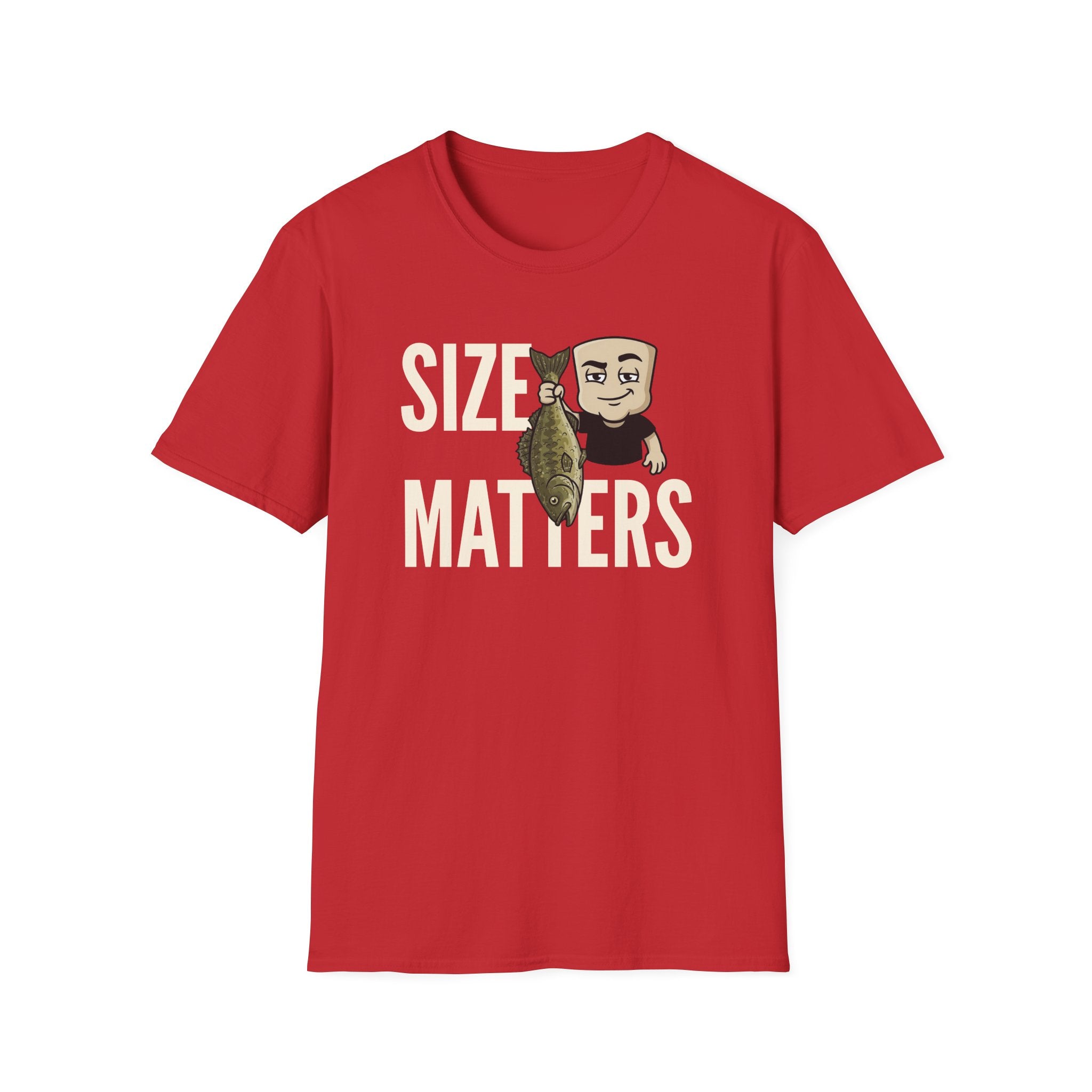 Size Matters T-Shirt, Funny Fishing Tee, Fisherman Angler Gift Shirt, Sarcastic Bass Fishing Humor Tee for Men & Women
