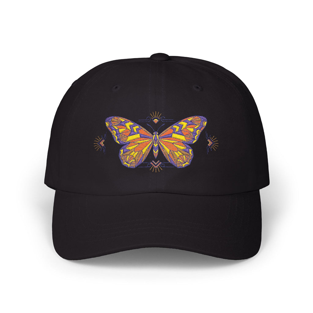 Butterfly Embroidered Dad Cap — Colorful Mosaic Moth Baseball Hat