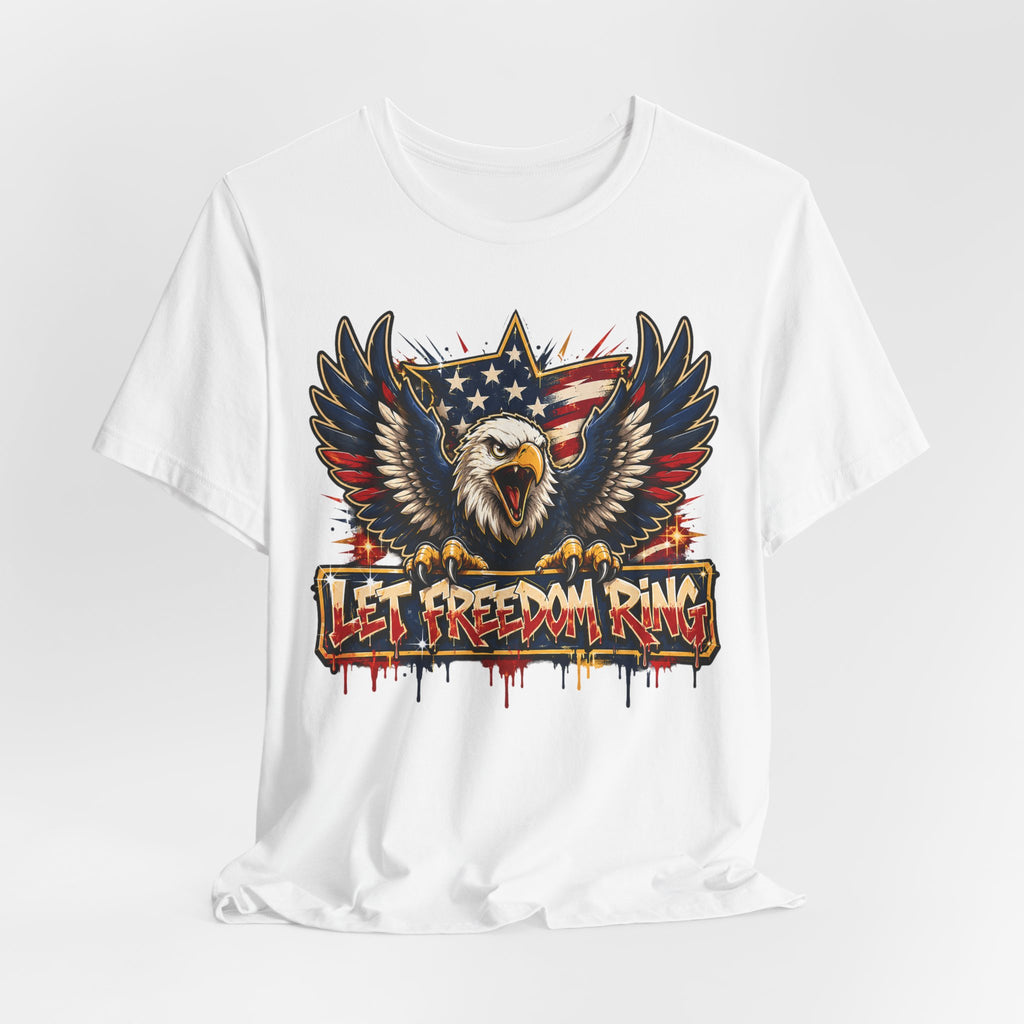 Let Freedom Ring Bald Eagle T-Shirt | 4th of July Patriotic American Flag Graphic Tee