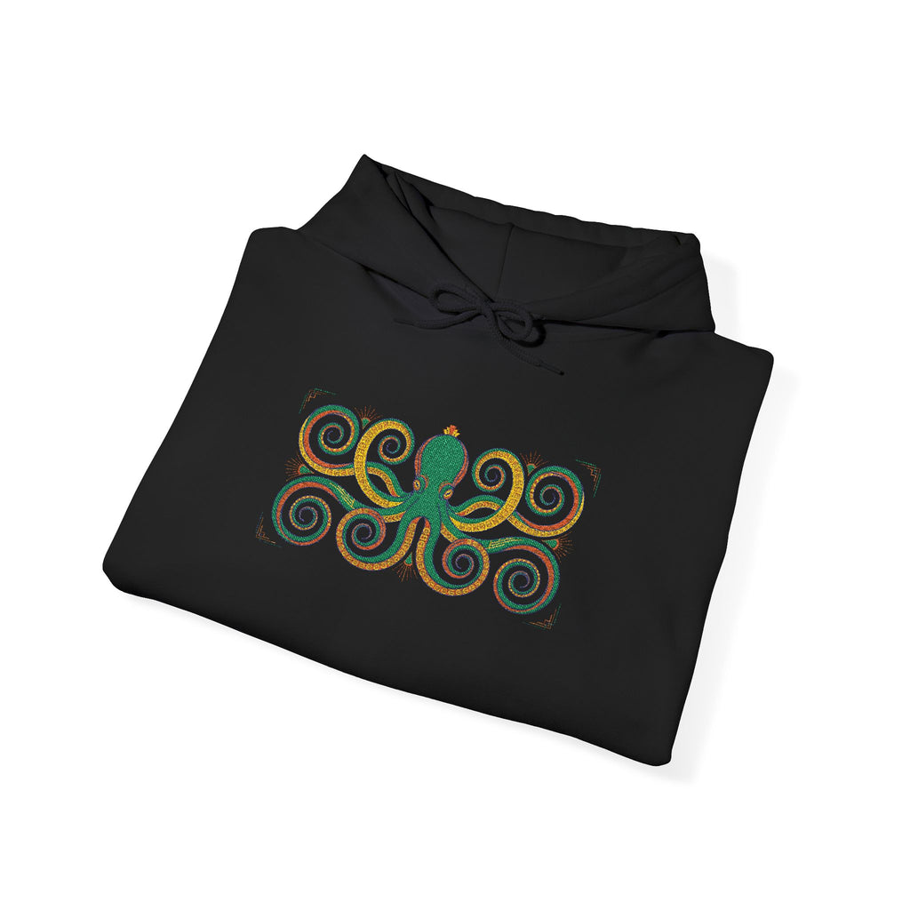 Green Octopus Spiral Art Hoodie | Nautical Sea Creature Sweatshirt, Unisex Ocean Art Gift Pullover