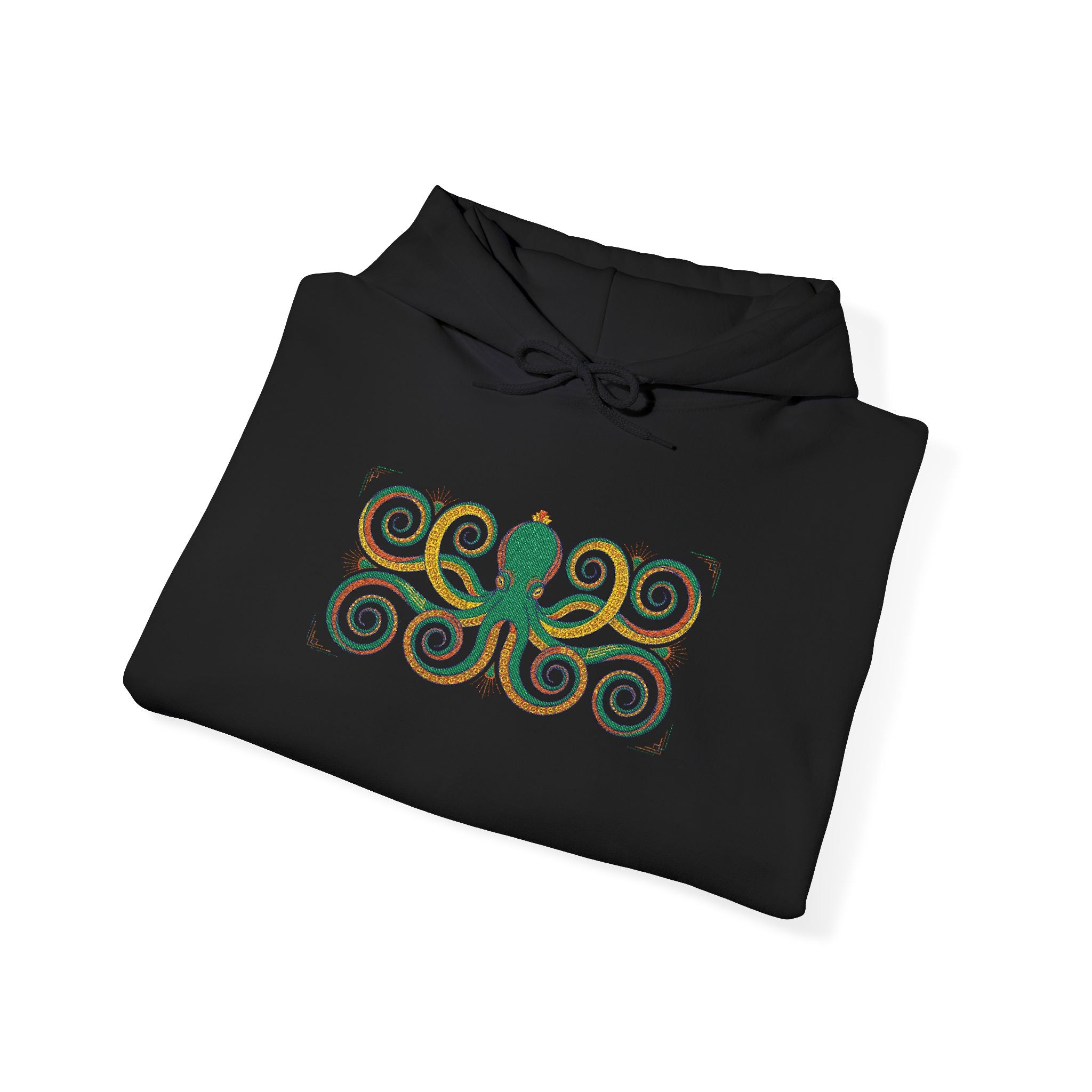 Green Octopus Spiral Art Hoodie | Nautical Sea Creature Sweatshirt, Unisex Ocean Art Gift Pullover