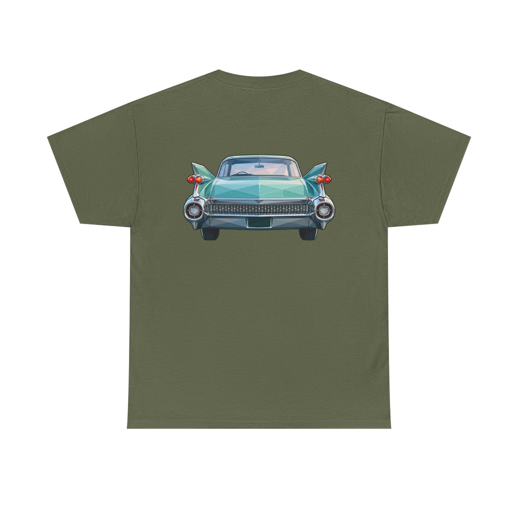 Classic Luxury Cruiser Car Tee | Big Fins Front & Rear Car Illustration