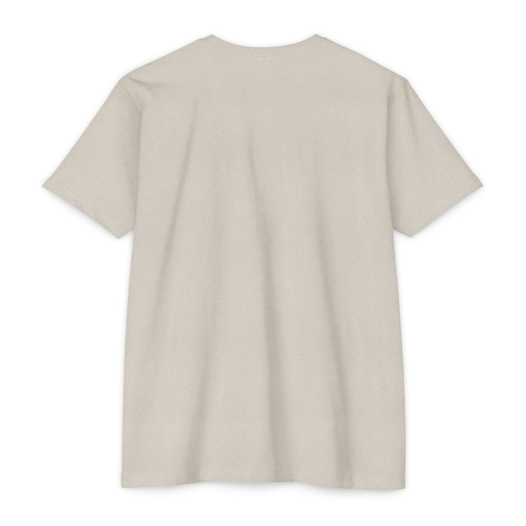 Men's plain light beige t-shirt, back view