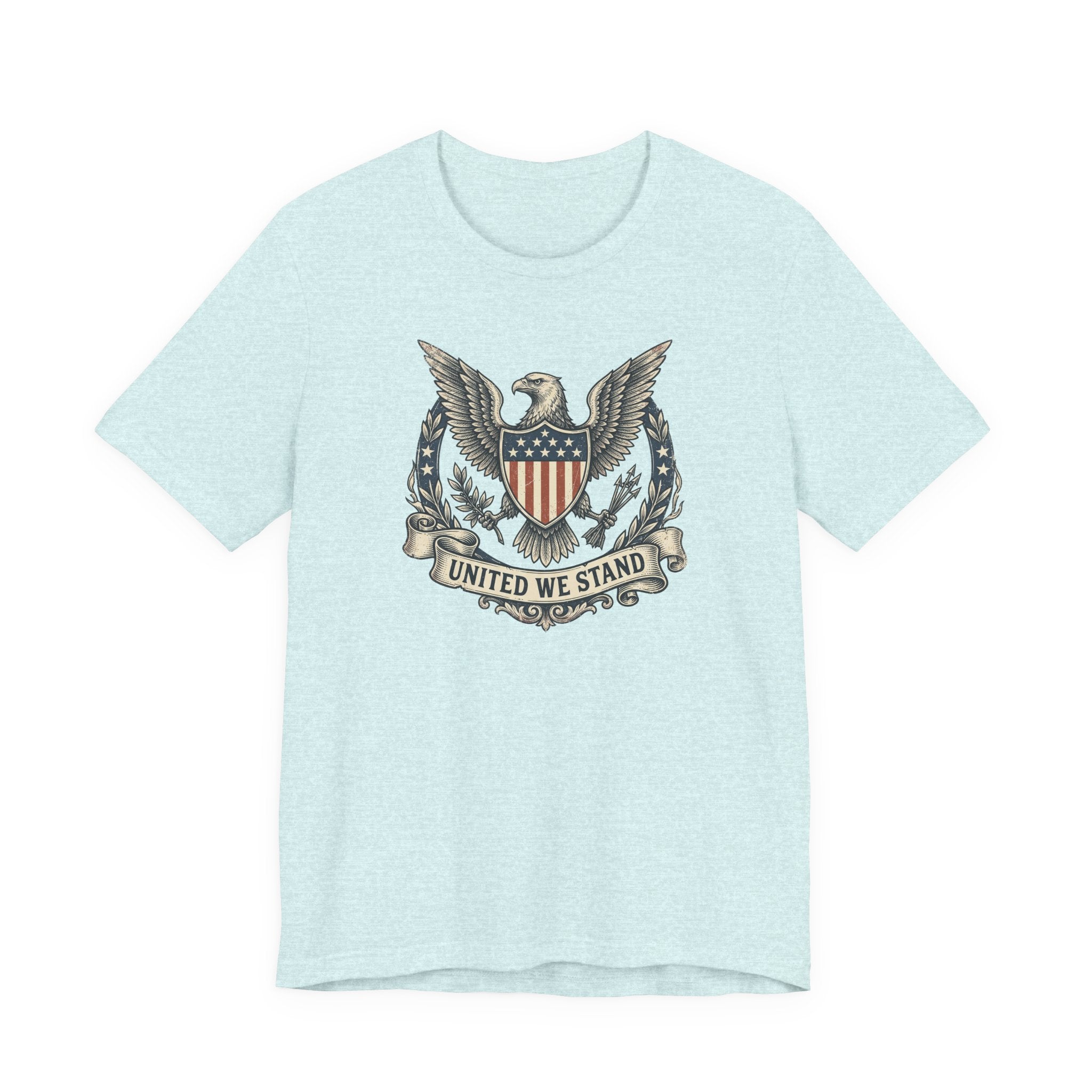 American Eagle Shield United We Stand T-Shirt | Patriotic USA Flag Crest Graphic Tee