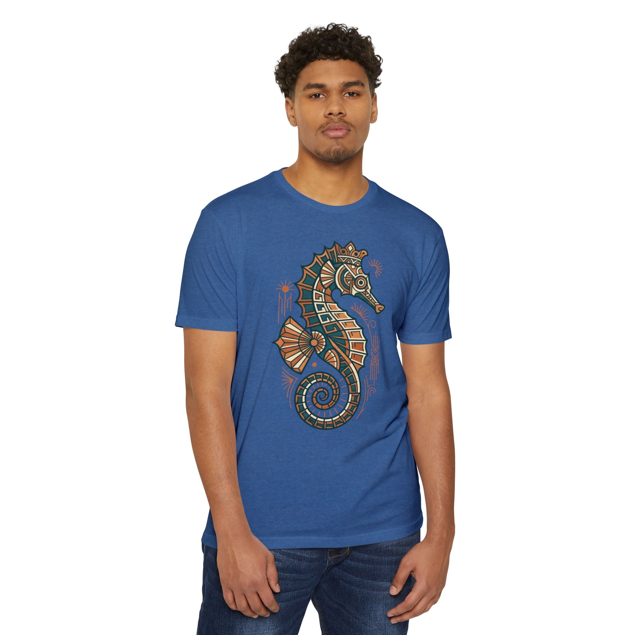 Seahorse T-Shirt Nautical Mosaic Coastal Beach Ocean Art Graphic Tee Sea Lover Gift Unisex