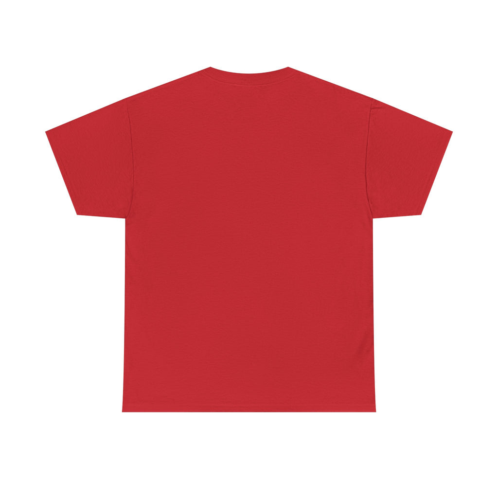 Red T-shirt, plain back view with crew neck and short sleeves