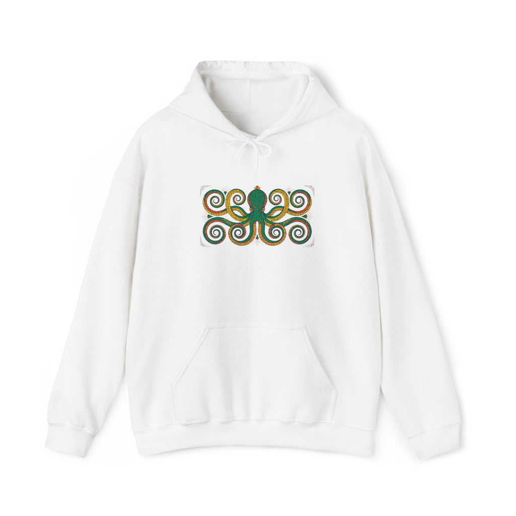 Green Octopus Spiral Art Hoodie | Nautical Sea Creature Sweatshirt, Unisex Ocean Art Gift Pullover