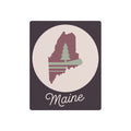 Maine pine tree metal wall art sign with rose and sage silhouette on dark square